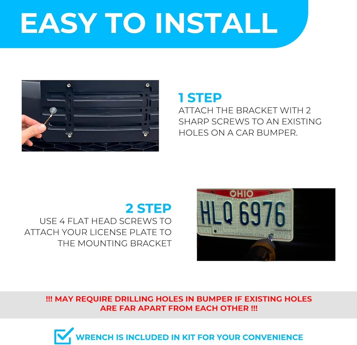Front Bumper License Plate Bracket for VW Volkswagen