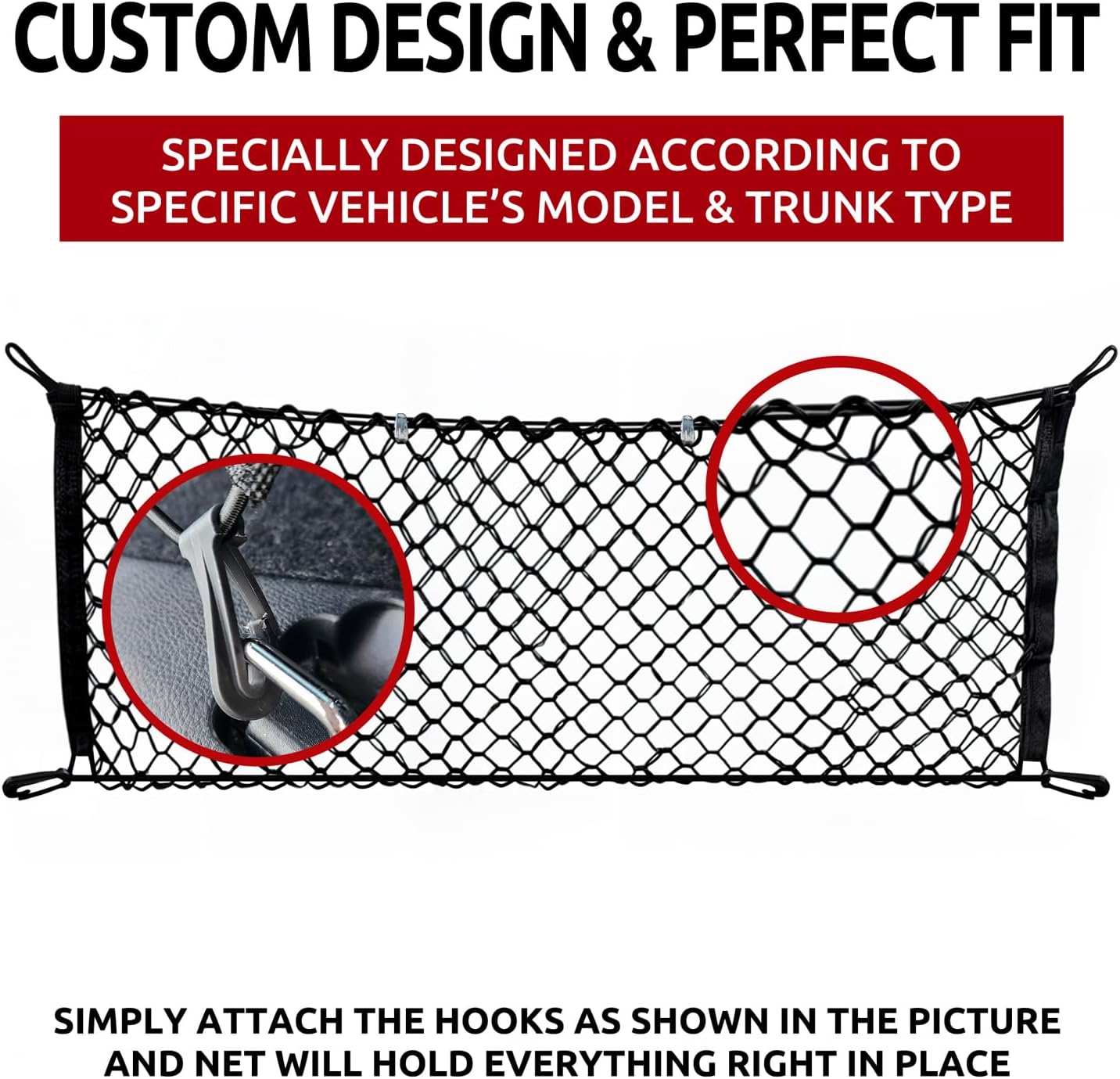 Envelope Style Trunk Mesh Cargo Net - for Jeep Grand Cherokee 2011-2021