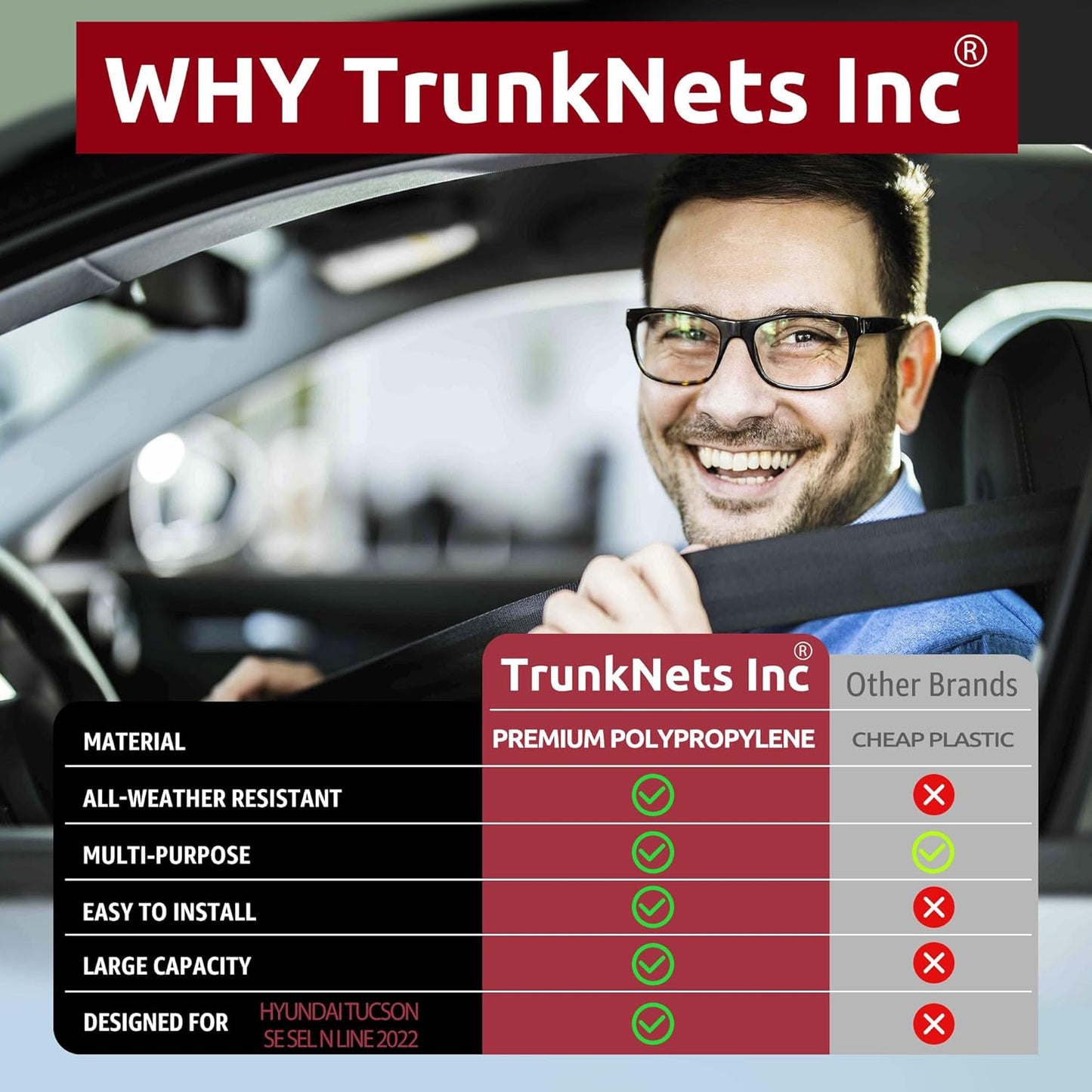 Envelope Style Trunk Cargo Net for Hyundai Tucson Se Sel N Line 2022 -2024