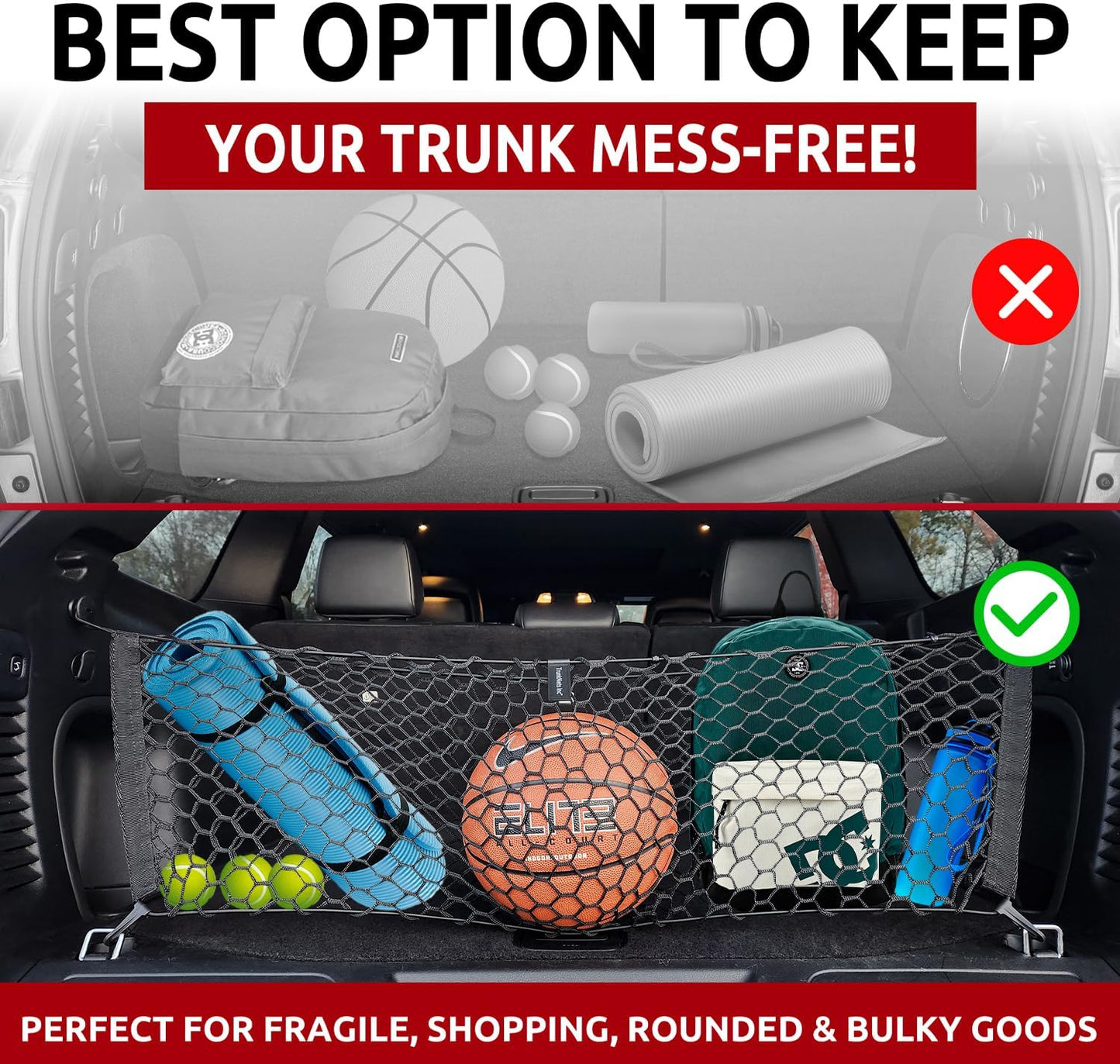 Envelope Style Trunk Mesh Cargo Net - for Jeep Grand Cherokee 2011-2021