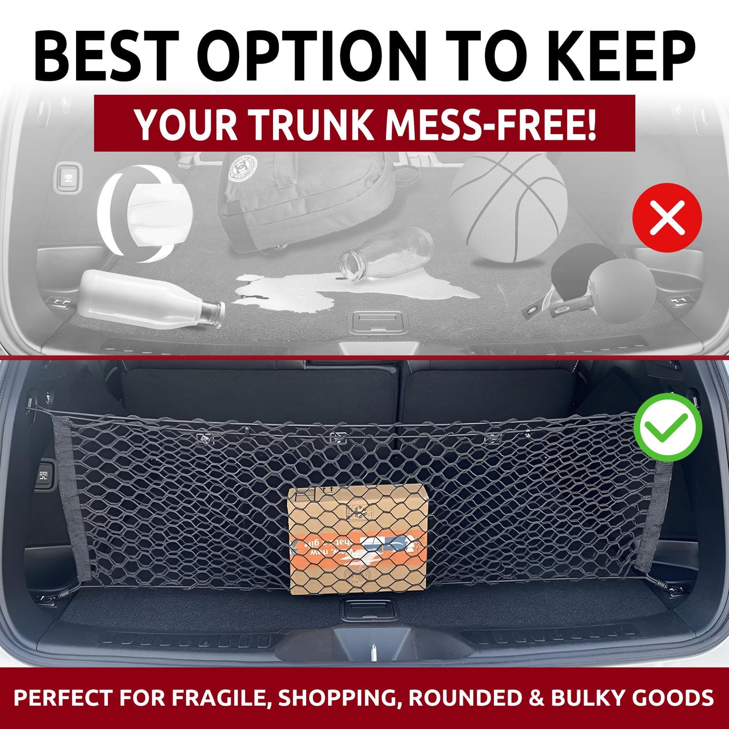 TN TRUNKNETS INC Envelope Style Automotive Elastic Trunk Mesh Cargo Net for Honda Passport EX L Elite 2019-2025