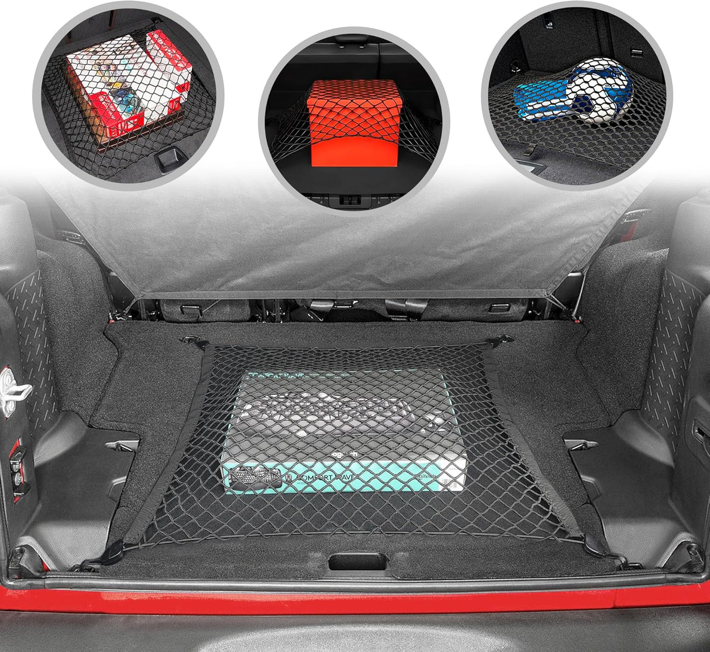 Floor Style Elastic Trunk Cargo Net for Jeep Wrangler JK Rubicon Sahara Unlimited 4 - Door 2007 - 2018