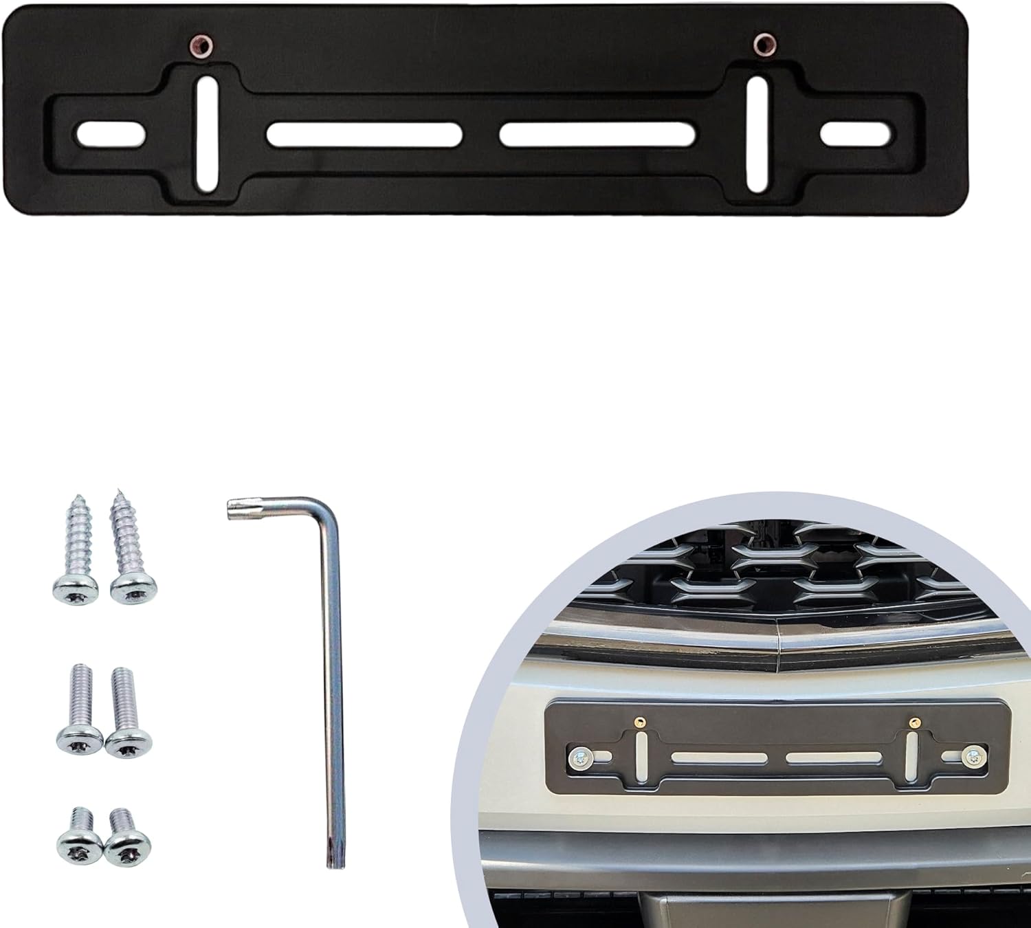 Front License Plate Bracket For 2018-2020 Ford F-150 – Black Plastic, GEARZAAR
