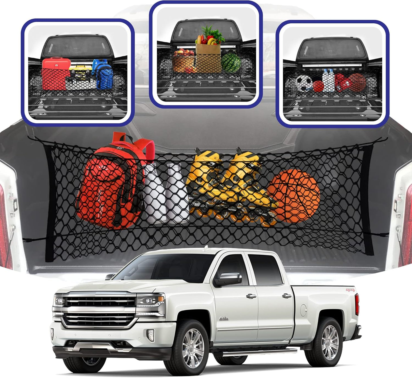 Envelope Style Trunk Cargo Net for Chevy Silverado Accessories 2013-2025