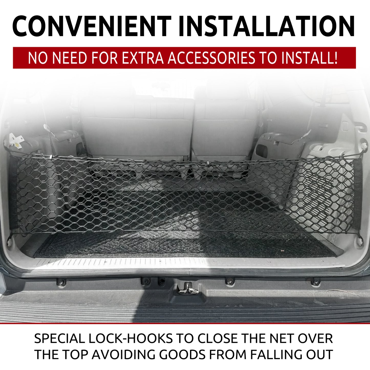 Envelope Style Trunk Cargo Net for Toyota Sequoia 2001 - 2007