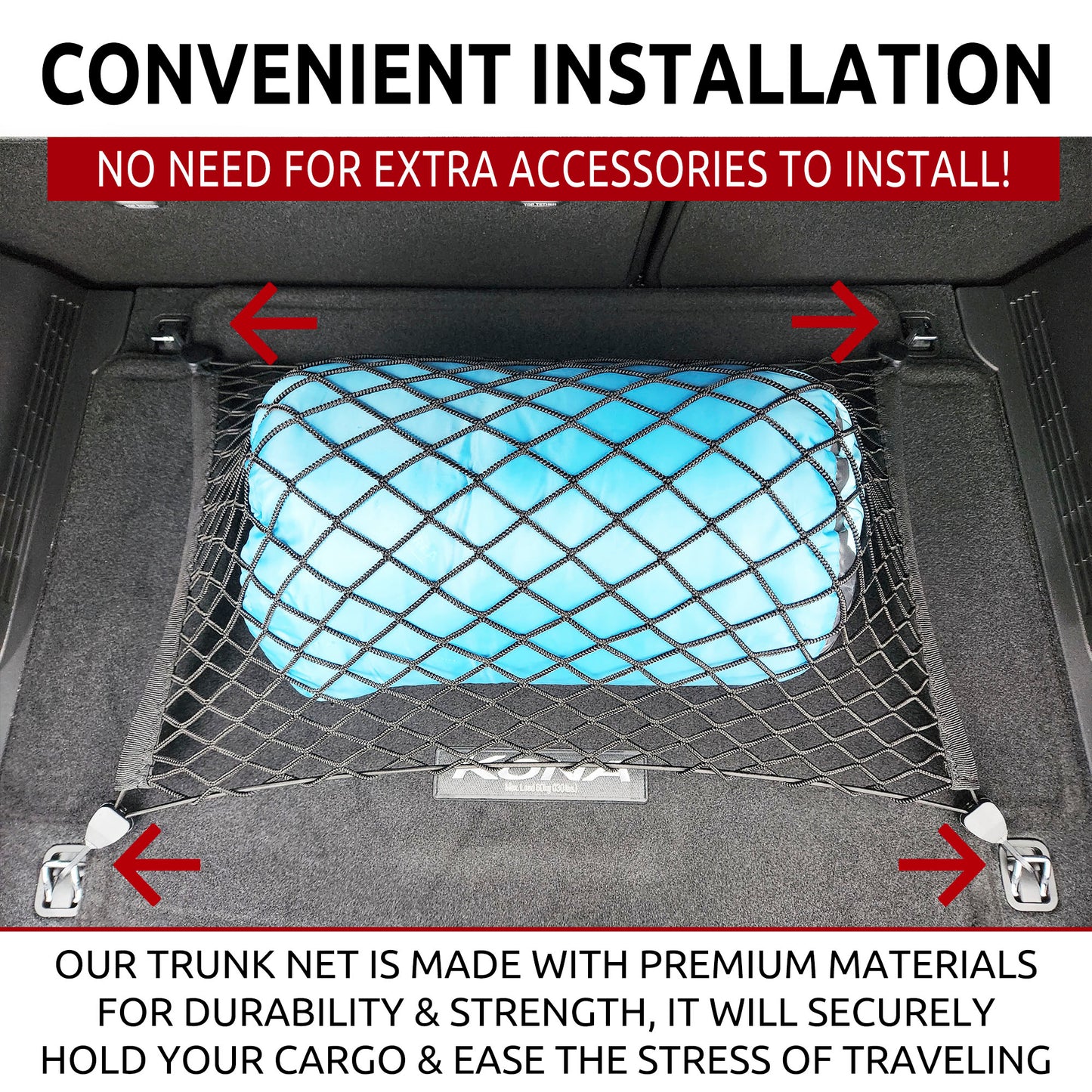 Floor Style Elastic Trunk Cargo Net for Hyundai Kona SE SEL N Line 2018-2023