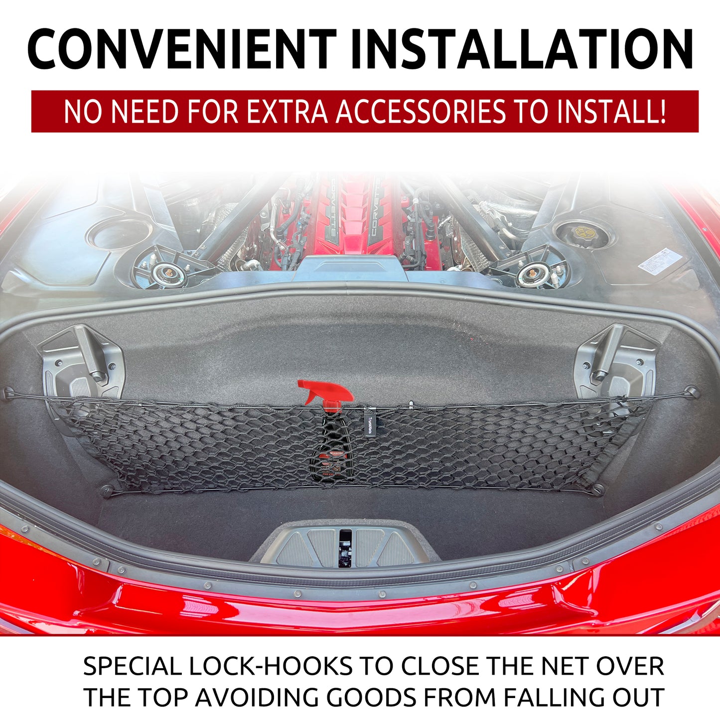 Envelope Style Trunk Cargo Net for Chevrolet Corvette C8 2020 - 2024