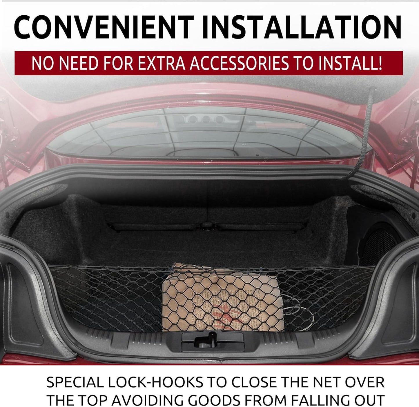 Envelope Style Trunk Cargo Net for Ford Mustang 2015-2025