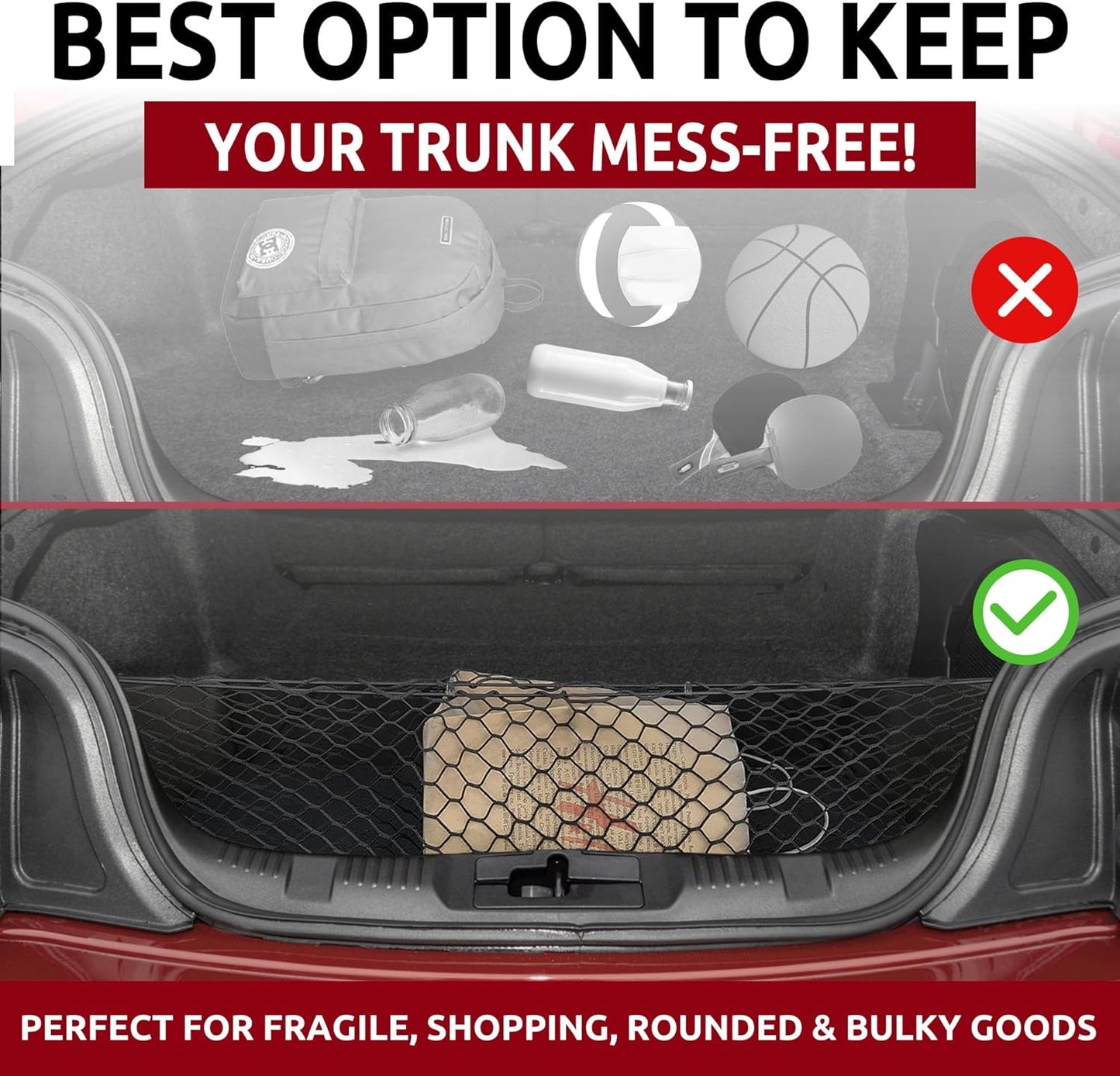 Envelope Style Trunk Cargo Net for Ford Mustang 2015-2025