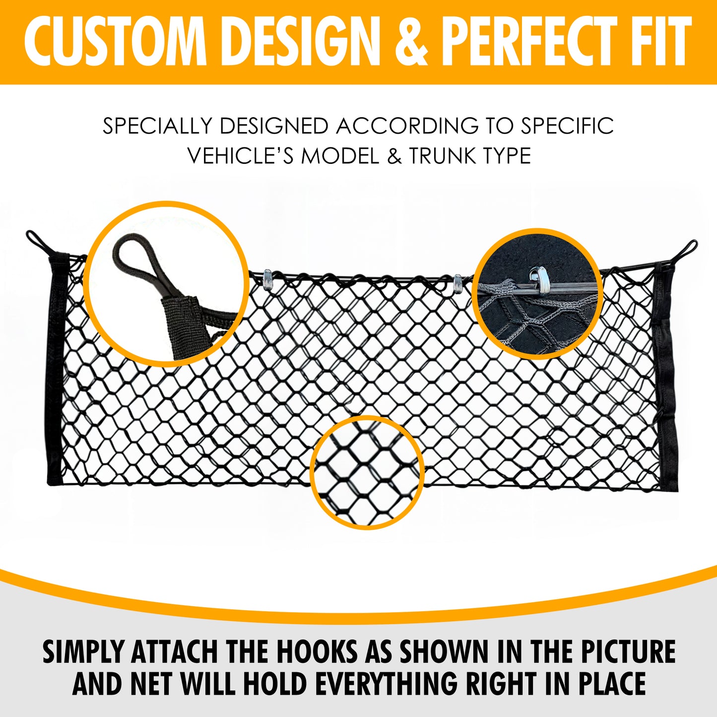 Envelope Style Trunk Cargo Net for Jeep Gladiator Sport with Spray on Bed Liner 2020-2023