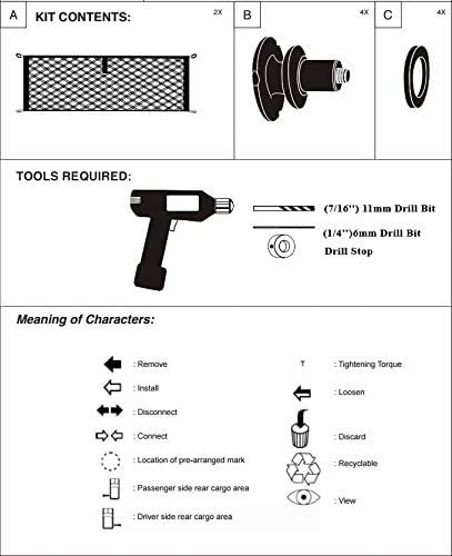 Trunknets Inc Hardware KIT for Subaru Cargo NET