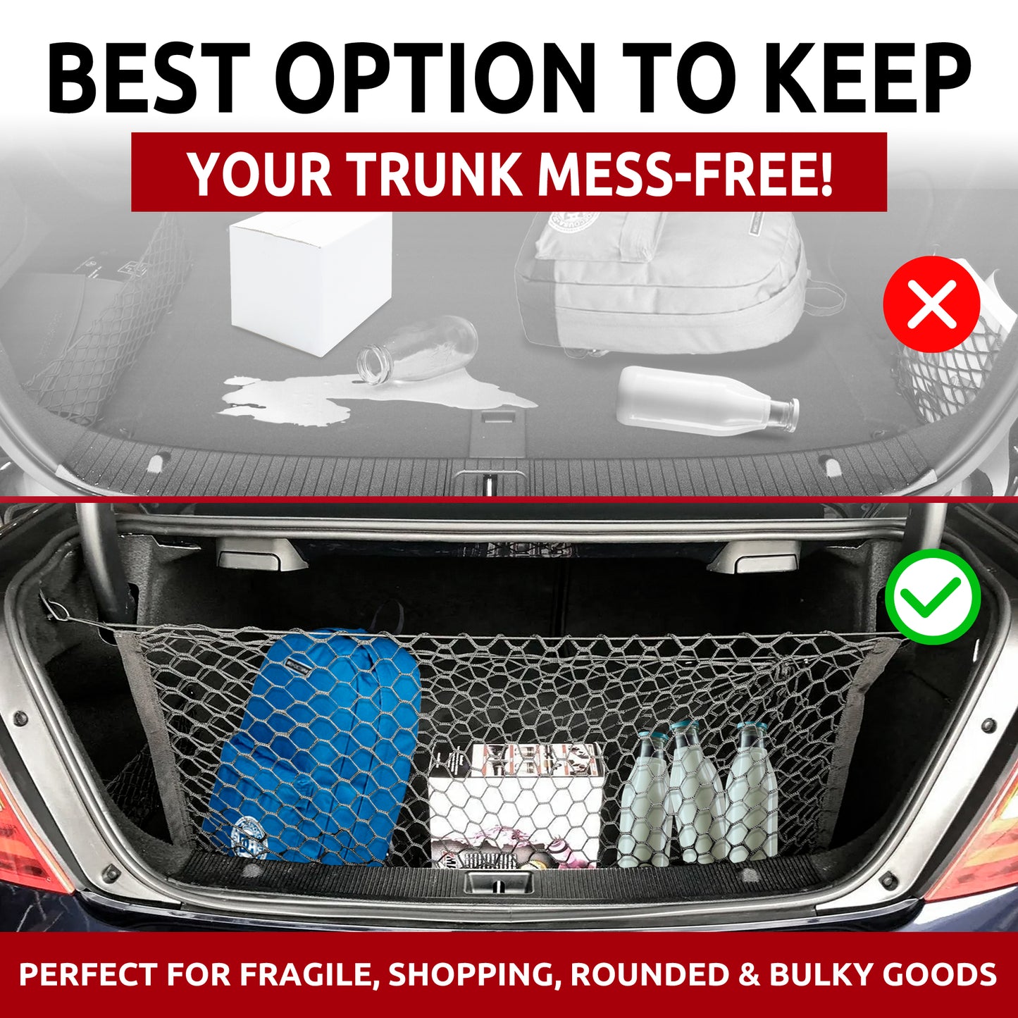 Envelope Style Trunk Cargo Net for Mercedes Benz Coupe Sedan C250 C300 C350 C400 C63