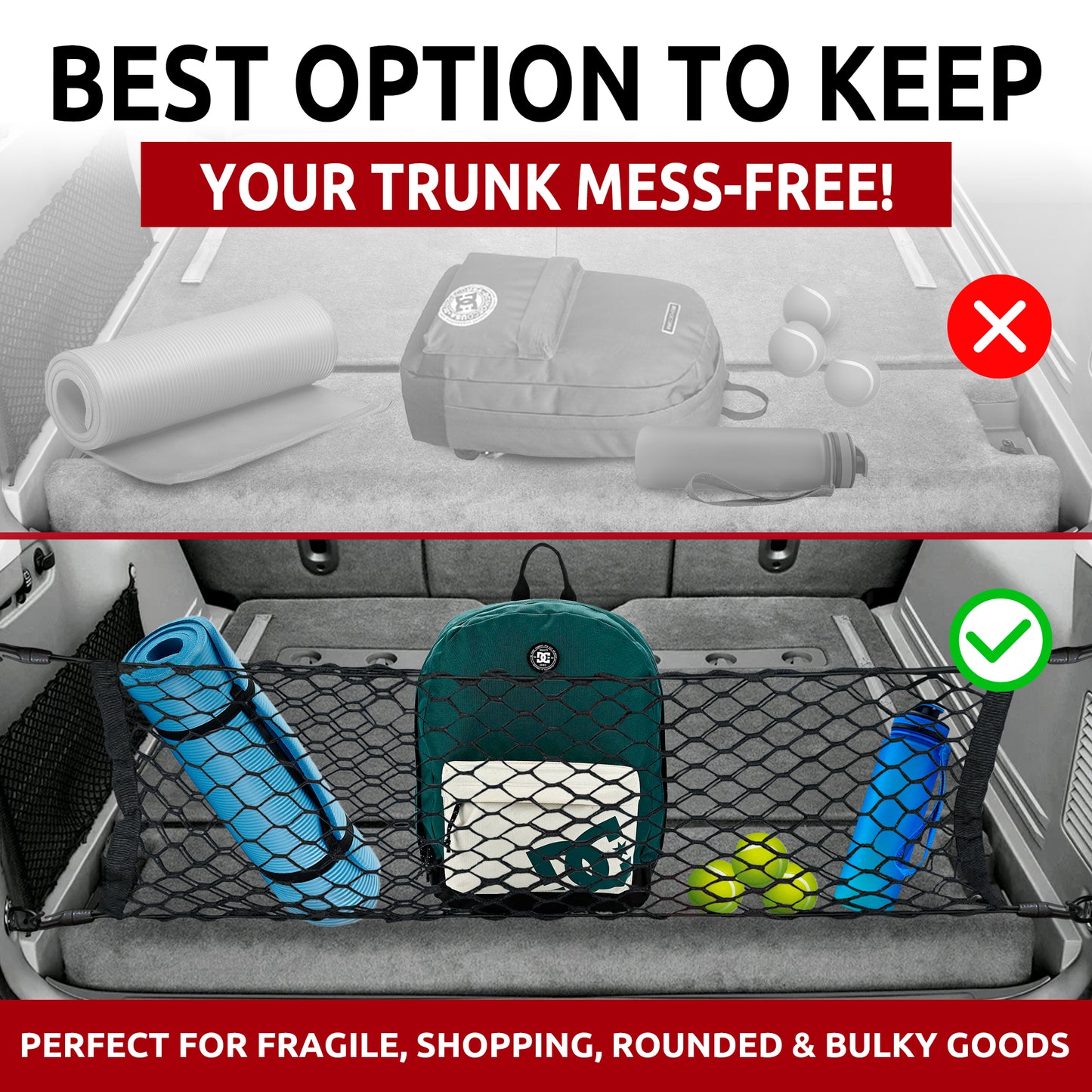 Envelope Style Trunk Cargo Net for Jeep Commander 2006 - 2010