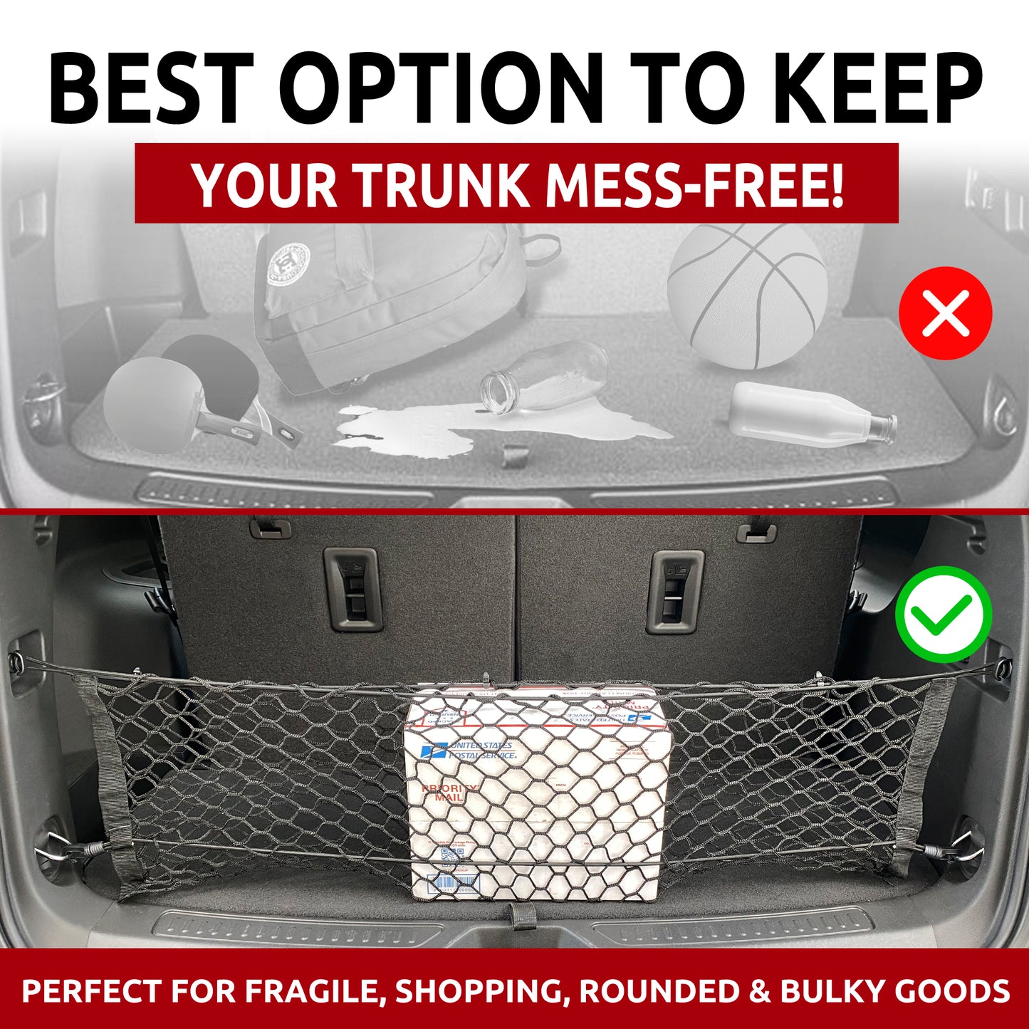 Envelope Style Trunk Cargo Net for GMC Acadia Accessories 2016-2023