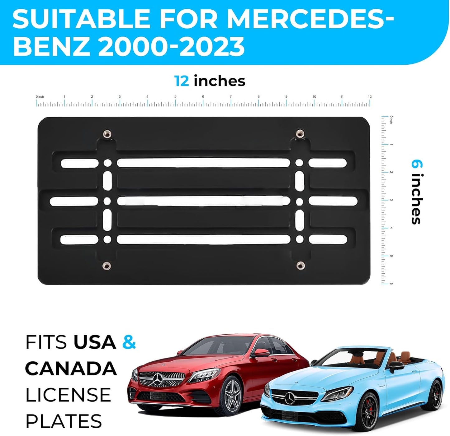 Front Bumper License Plate Bracket for Mercedes-Benz 2000-2024