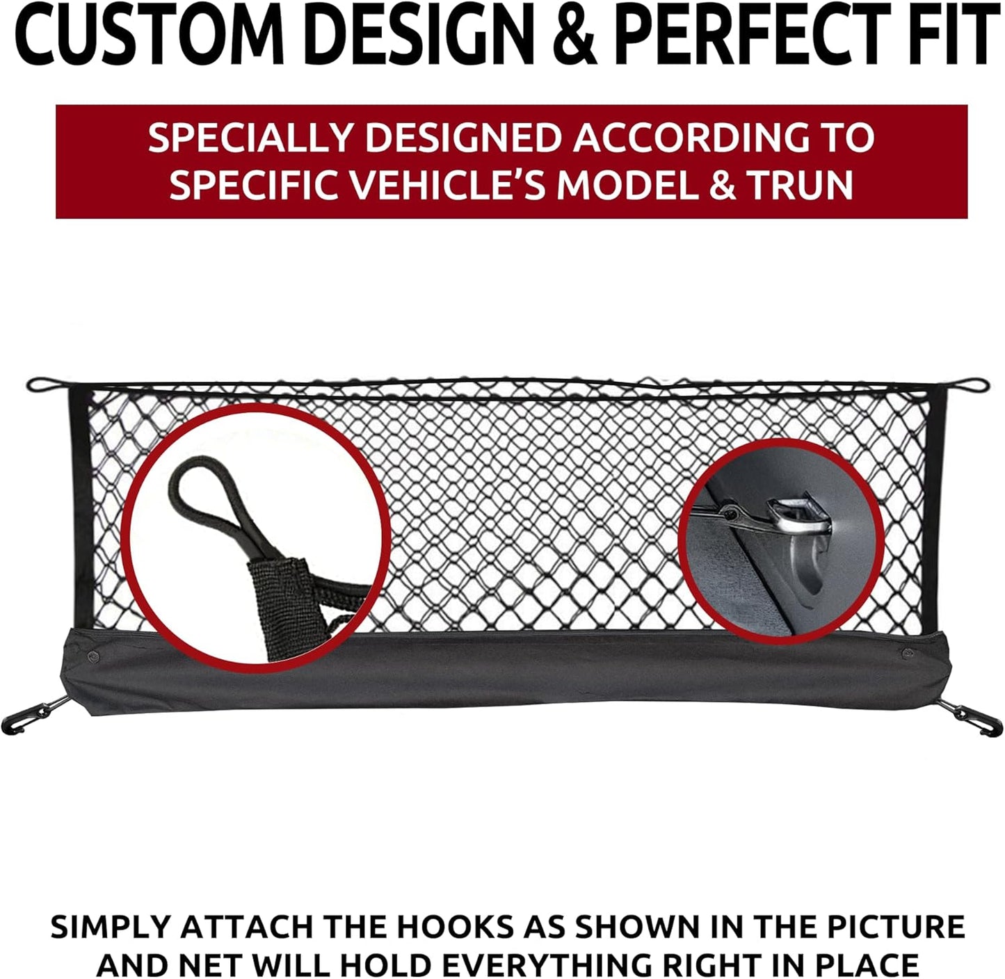 Envelope Style Trunk Cargo Net for Ford Expedition XL STX XLT 2018-2024