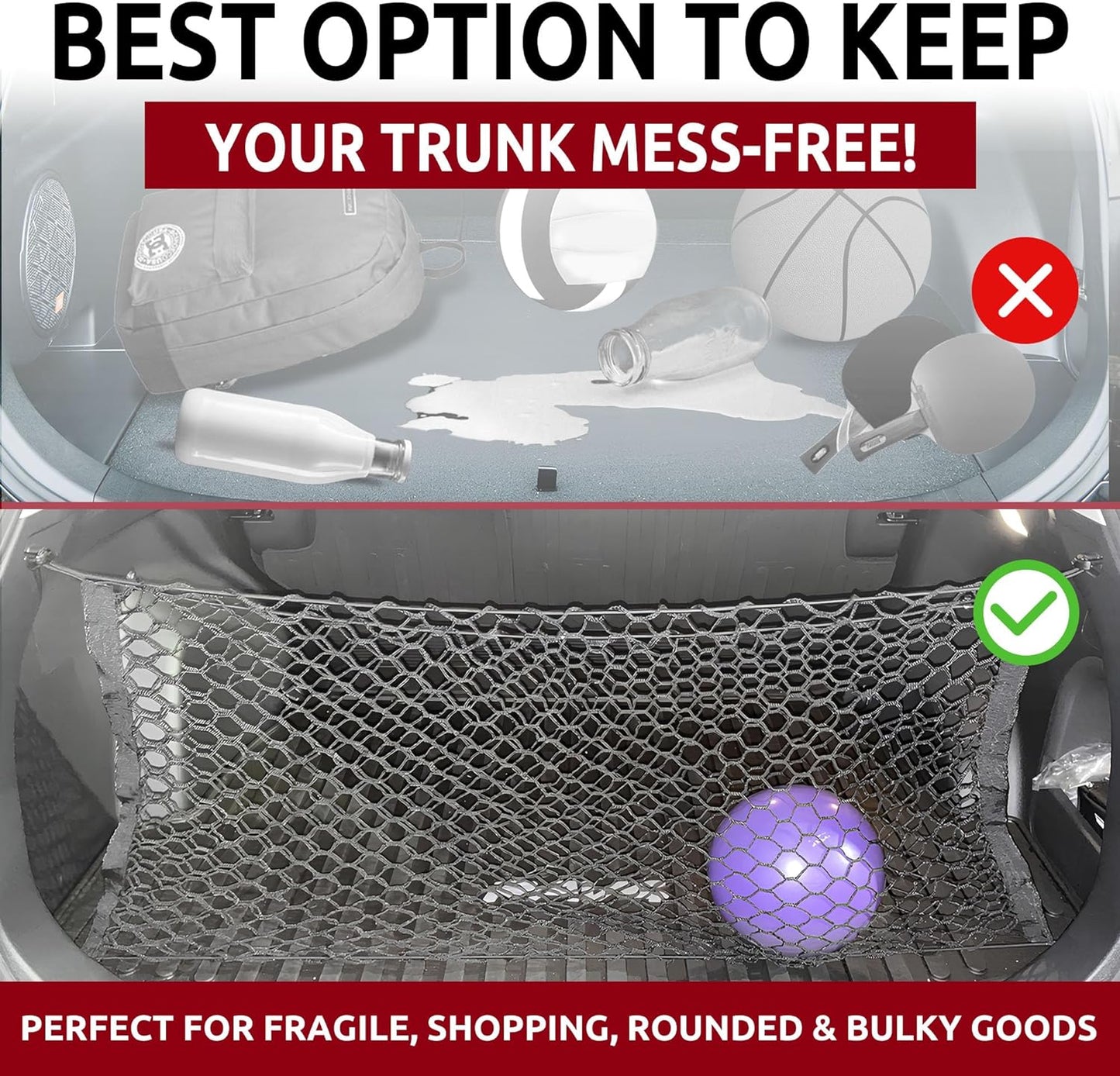 Envelope Style Trunk Cargo Net for Toyota RAV4 Hybrid Prime 2019-2024