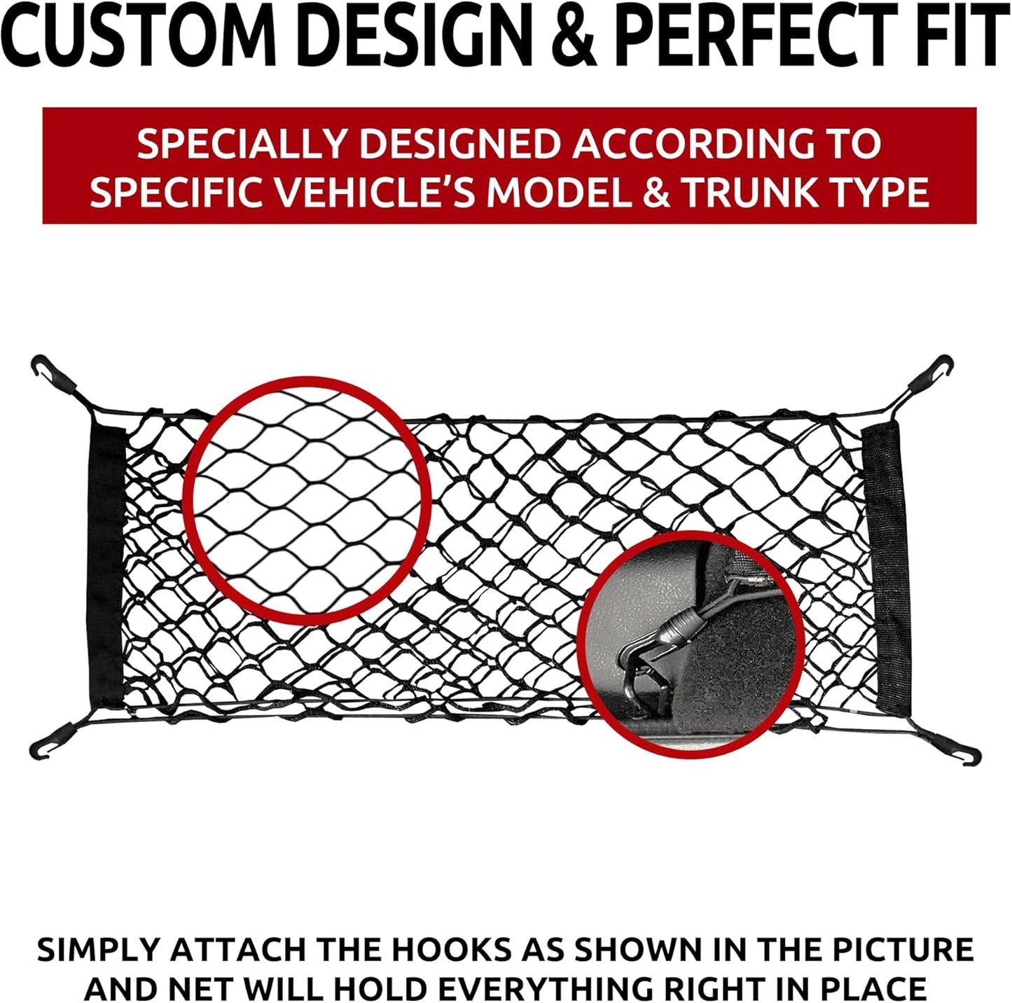 Floor Style Elastic Trunk Cargo Net for Jeep Wrangler 4xe 2 Door Only 2007-2024