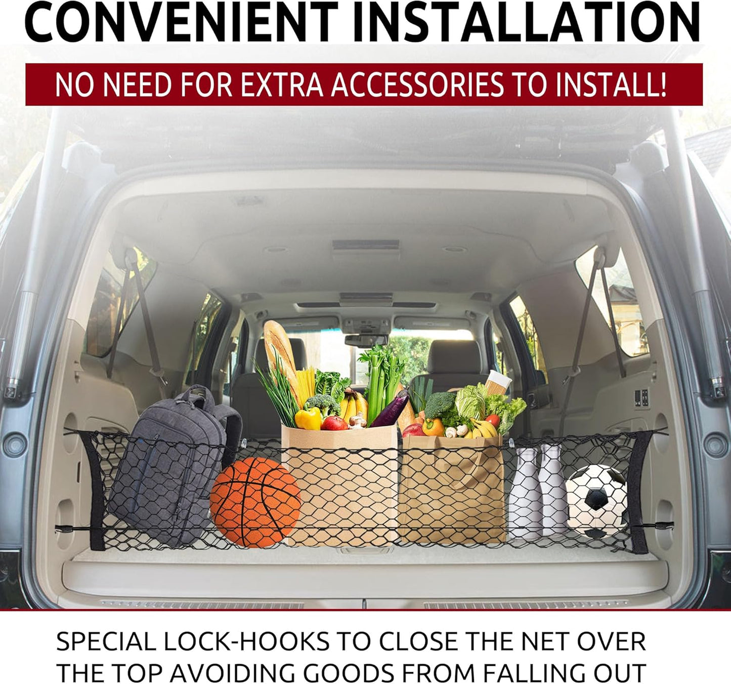 Envelope Style Trunk Cargo Net for Suburban fits Tahoe 2015-2020