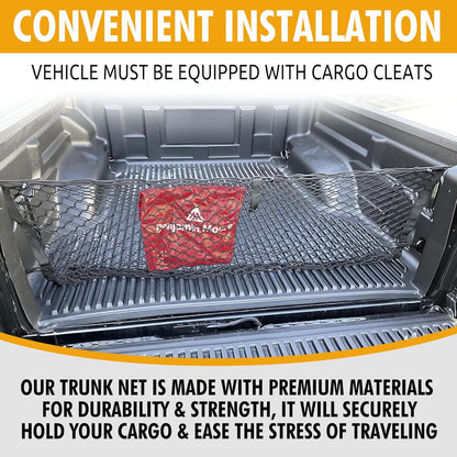 Envelope Style Trunk Cargo Net for Jeep Gladiator Sport with Plastic Bed Liner 2020-2022