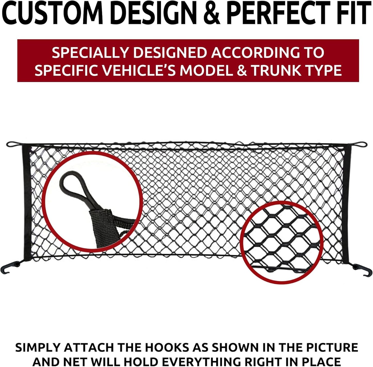 Envelope Style Trunk Cargo Net for Toyota Sequoia 2008-2023