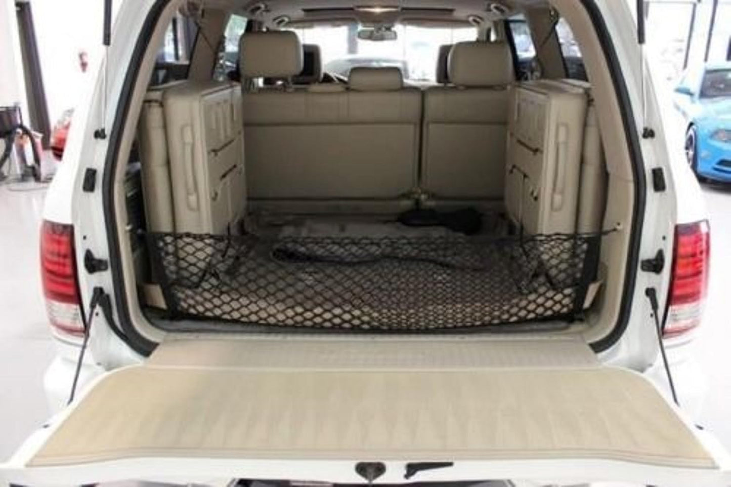 Envelope Style Trunk Cargo Net for Lexus LX470, Polyester or Nylon, Black, Hook, 1999-2007