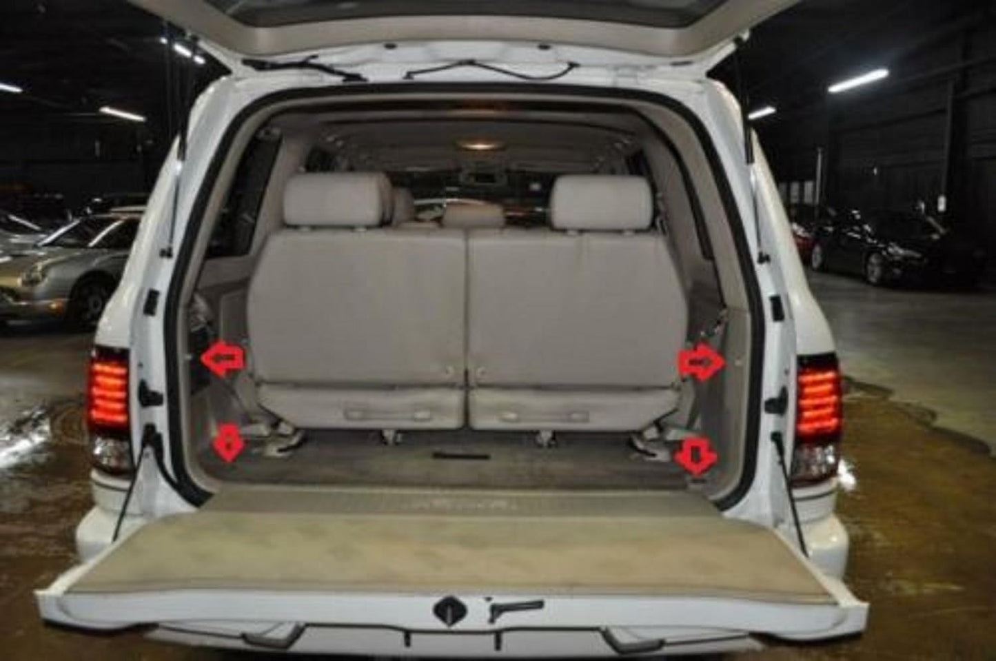 Envelope Style Trunk Cargo Net for Lexus LX470, Polyester or Nylon, Black, Hook, 1999-2007