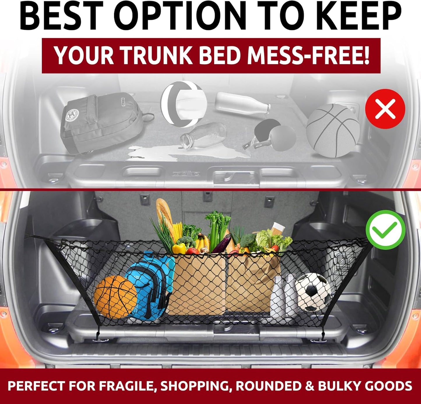 Envelope Style Trunk Cargo Net for Toyota 4Runner 2 Row Model Only 2010 - 2023