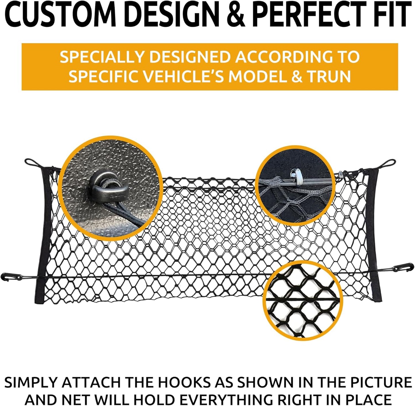 Truck Bed Envelope Style Trunk Mesh Cargo Net for Toyota Tundra 2007-2020