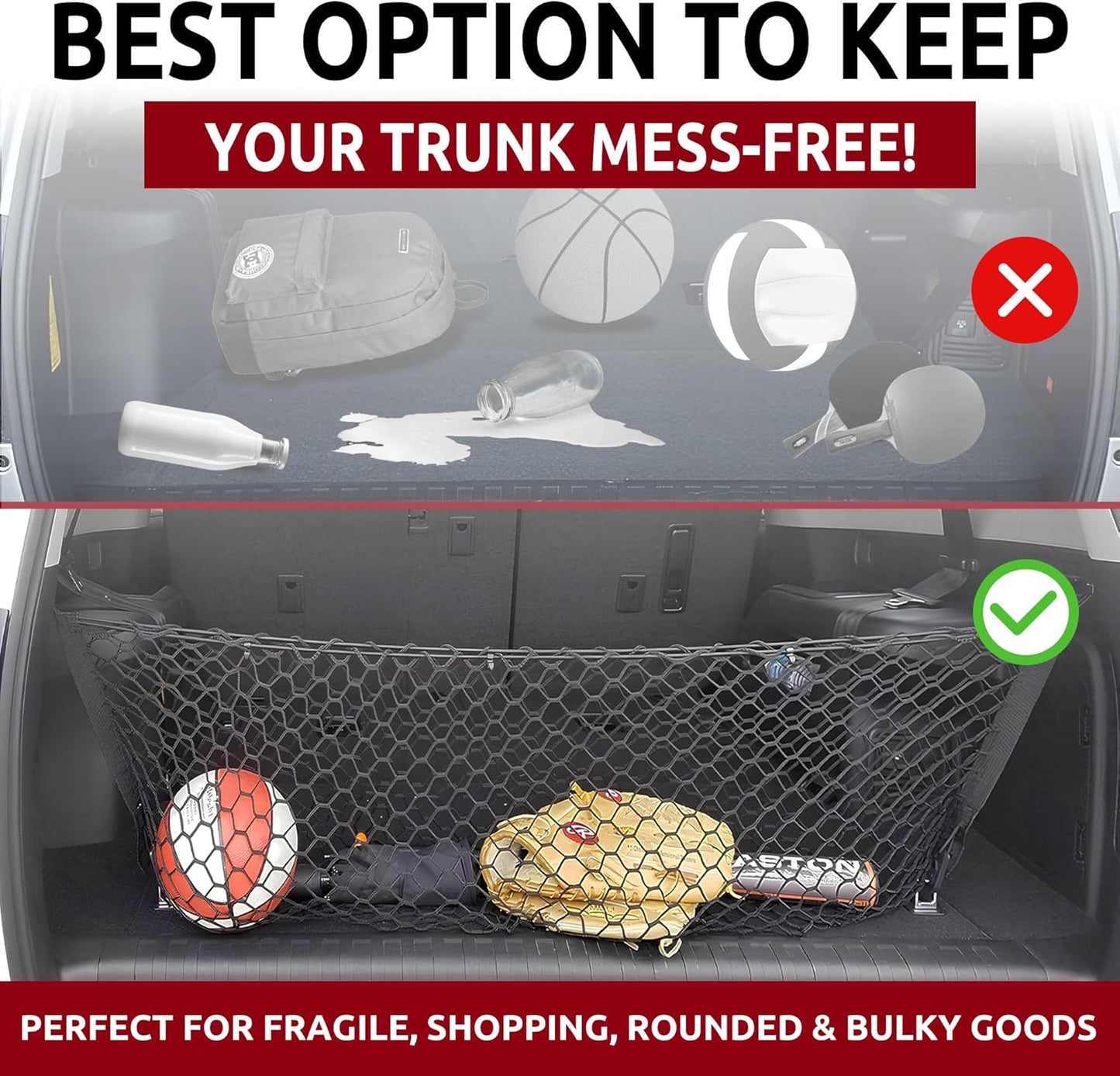 Envelope Style Trunk Cargo Net for Toyota 4Runner 3 Row Model Only 2010-2024