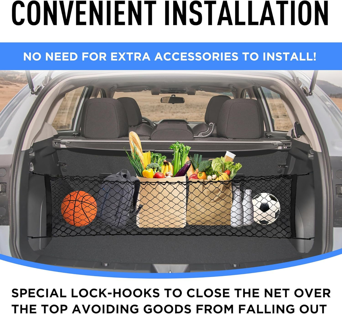 Envelope Style Trunk Cargo Net for Subaru Impreza 2017 – 2024 & Crosstrek 2018 – 2024