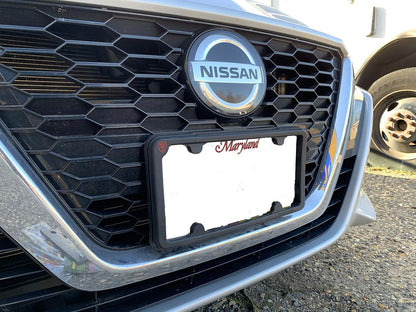 A NASA-Like Rubber Heavy Duty Front License Plate Frame Tag Holder Guard Bumper for Nissan