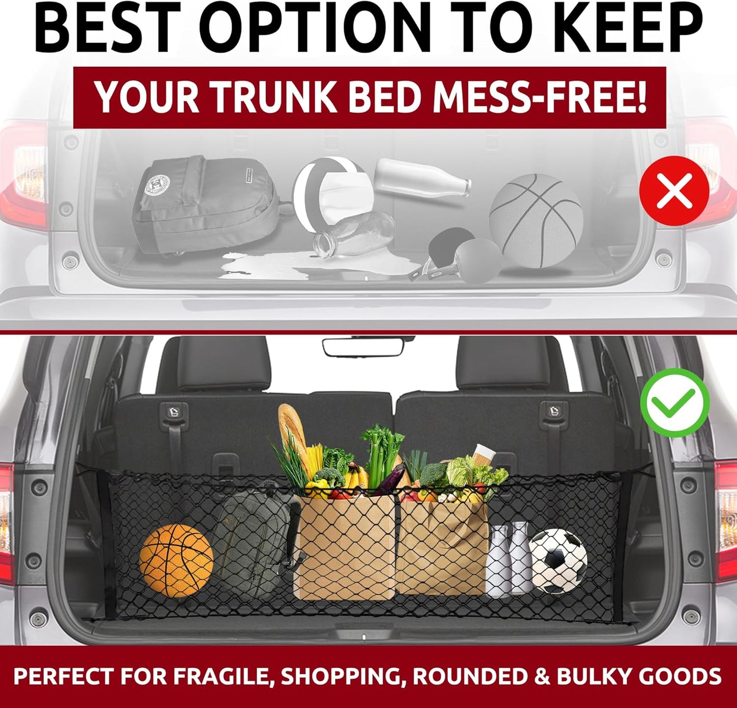 Envelope Style Trunk Cargo Net for Honda Pilot 2016-2022