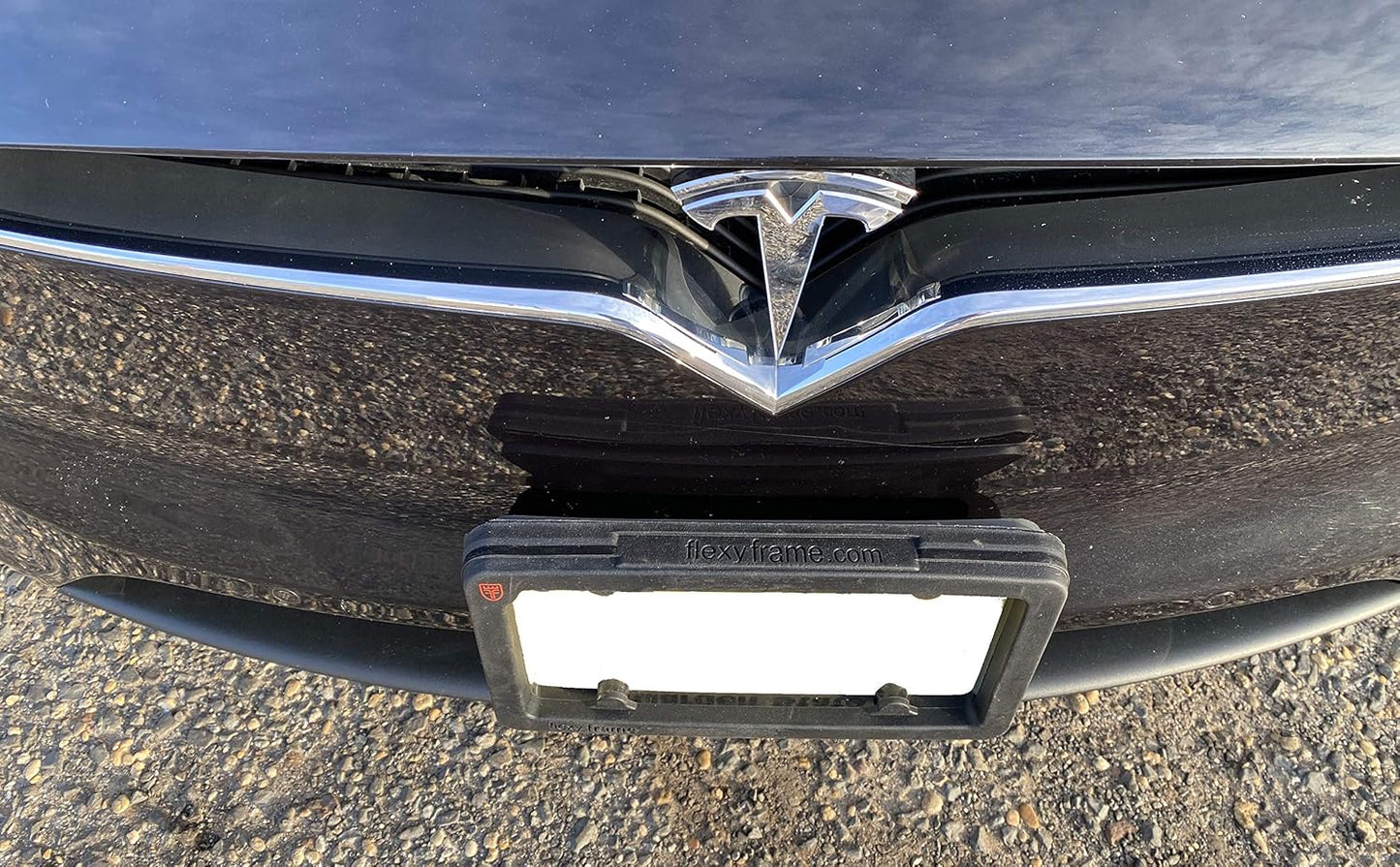 A NASA-Like Rubber Heavy Duty Front License Plate Frame Tag Holder Guard Bumper for Tesla