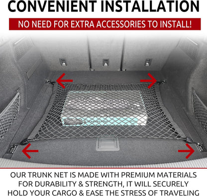 Back Seat+ Floor Style Automotive Elastic Trunk Mesh Cargo Net for Audi Q5 2018-2024 - Premium Trunk Organizers and Storage - Luggage Net for SUV- Best Car Organizer for Audi Q 5