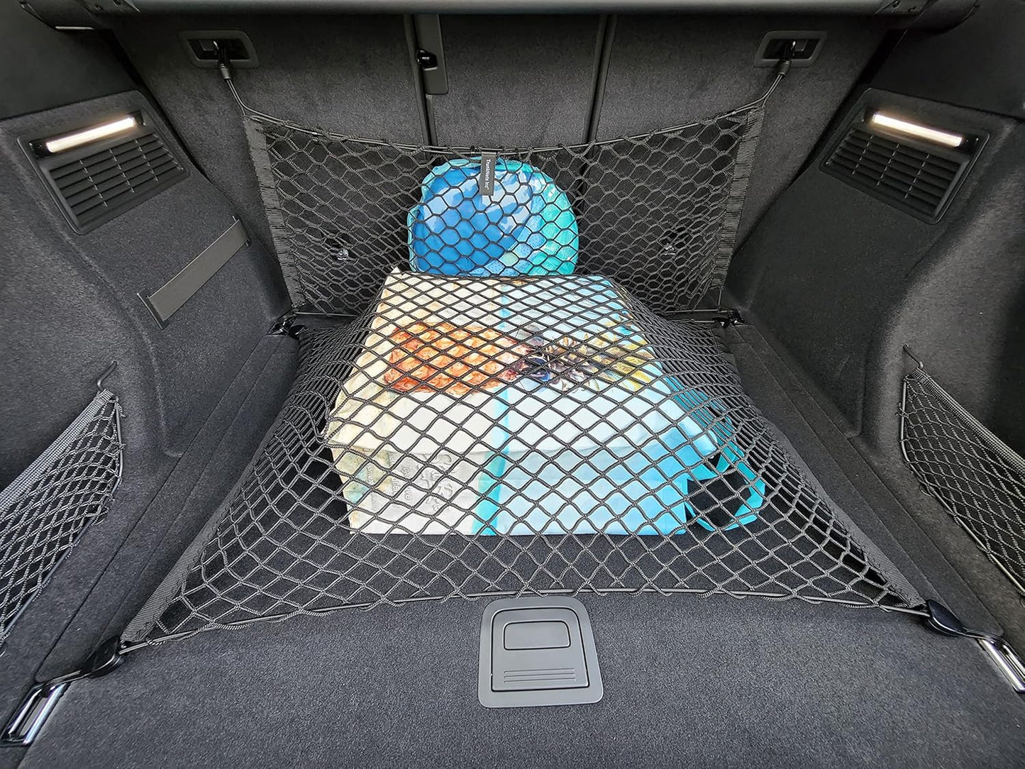 Back Seat+ Floor Style Automotive Elastic Trunk Mesh Cargo Net for Audi Q5 2018-2024 - Premium Trunk Organizers and Storage - Luggage Net for SUV- Best Car Organizer for Audi Q 5