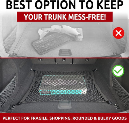 Back Seat+ Floor Style Automotive Elastic Trunk Mesh Cargo Net for Audi Q5 2018-2024 - Premium Trunk Organizers and Storage - Luggage Net for SUV- Best Car Organizer for Audi Q 5