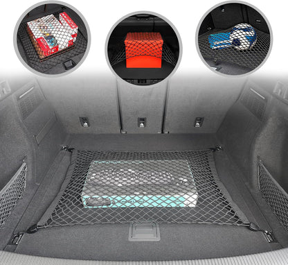 Back Seat+ Floor Style Automotive Elastic Trunk Mesh Cargo Net for Audi Q5 2018-2024 - Premium Trunk Organizers and Storage - Luggage Net for SUV- Best Car Organizer for Audi Q 5