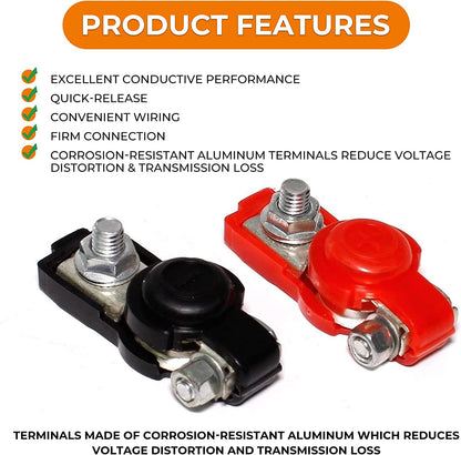 Universal Negative & Positive Battery Cable Terminals - Automotive Terminal Clamps Connectors